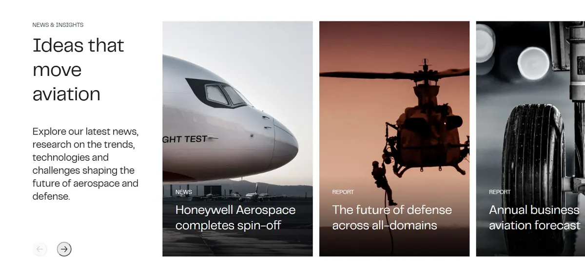 Honeywell Aerospace news cards