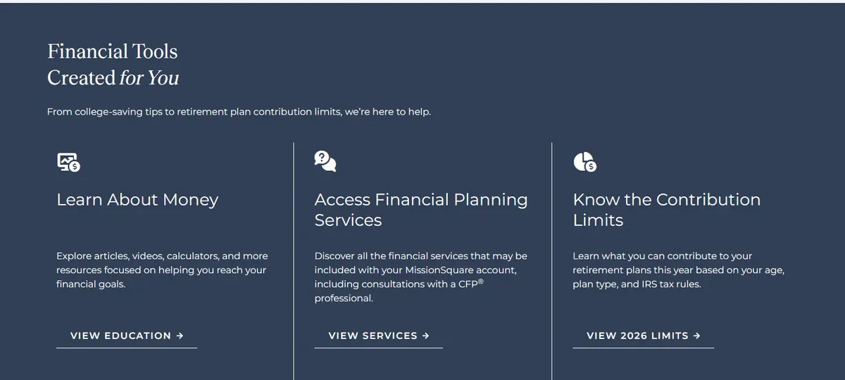 MissionSquare financial tools section