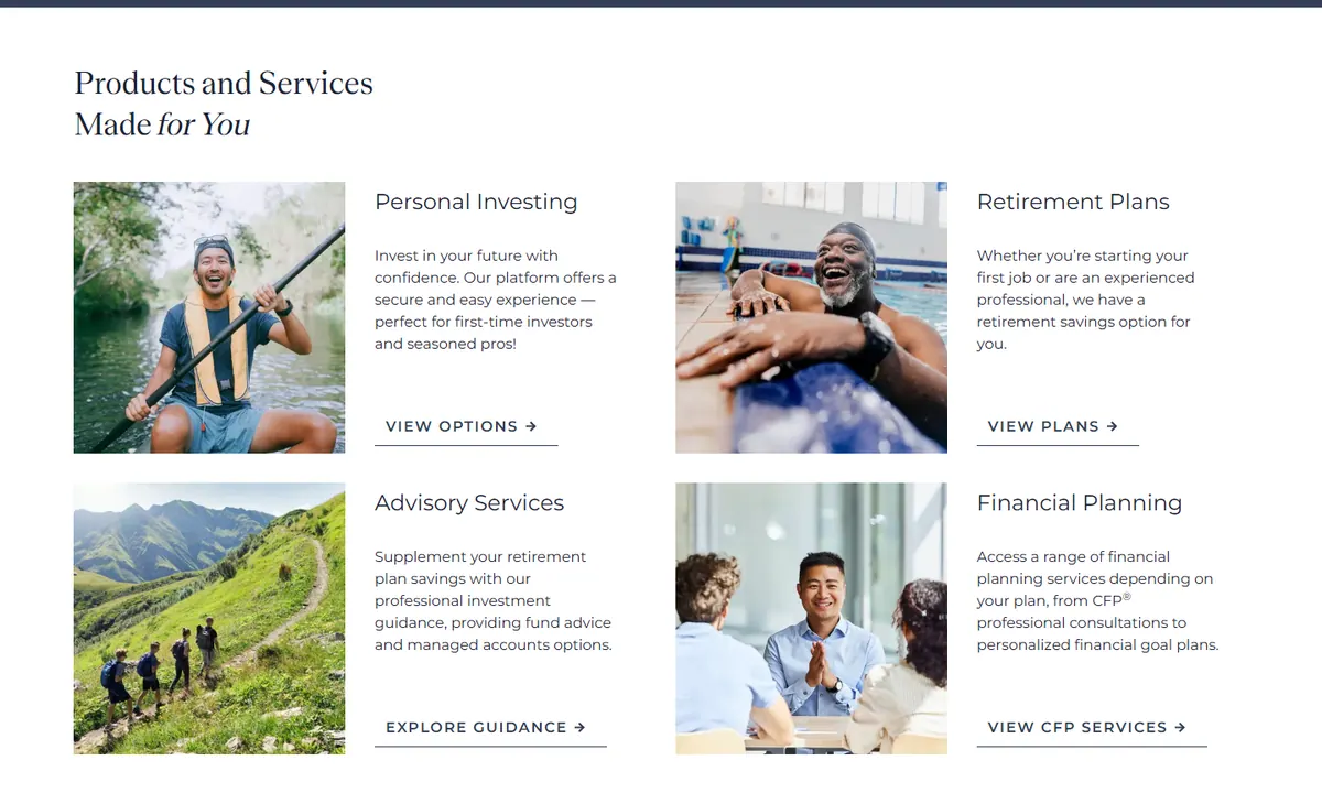 MissionSquare products and services grid