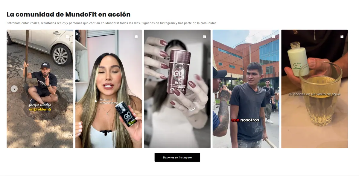 MundoFit product pages